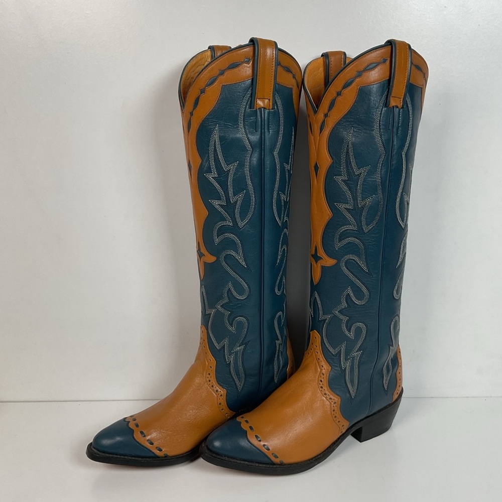 Ben Miller Tall Cowgirl Boots | Handmade | Tooled Overlay | Women’s 6 B